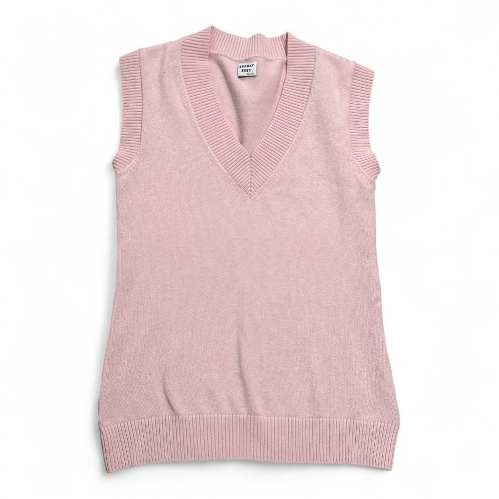Aritzia SUNDAY BEST Pink Sweater Vest Relaxed Fit Size S Wool Cotton Preppy Work